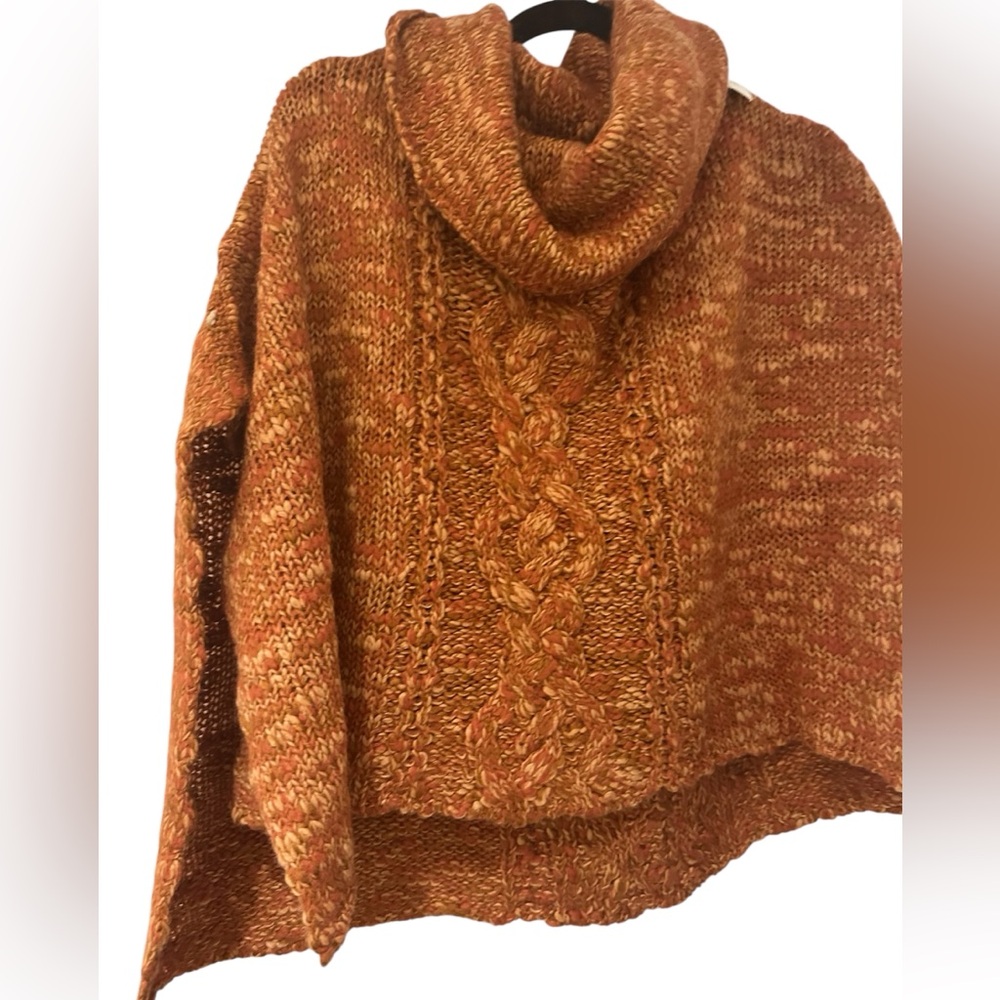 NWT Free People Rust Cable Knit Poncho XS